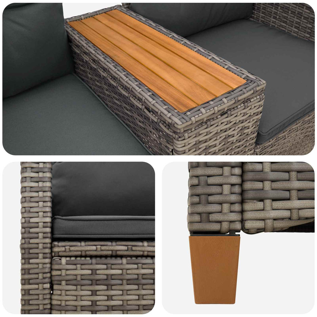 vidaXL Leżanka z stolikiem Szary i ciemnoszary 126 x 65 x 112 cm