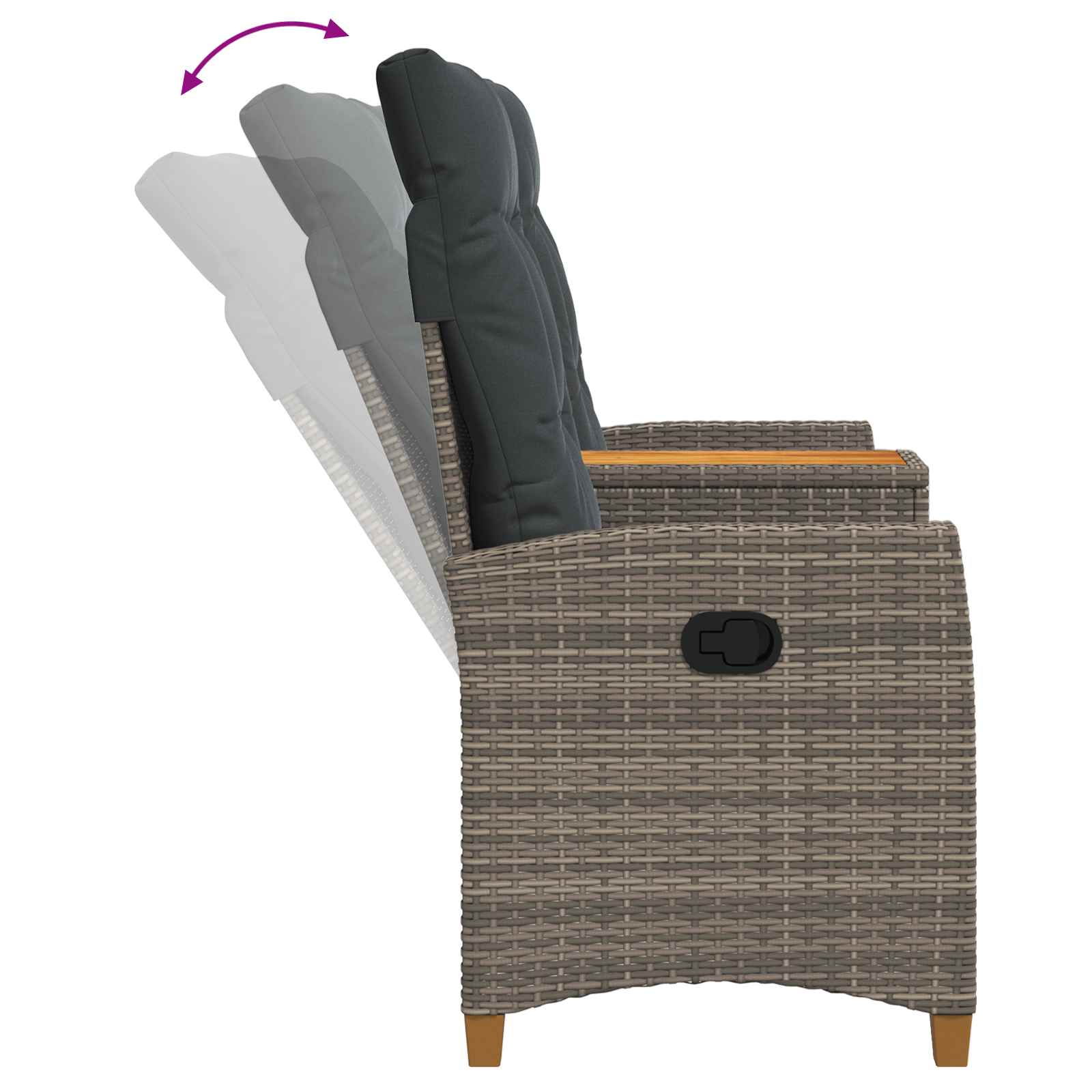 vidaXL Leżanka z stolikiem Szary i ciemnoszary 126 x 65 x 112 cm