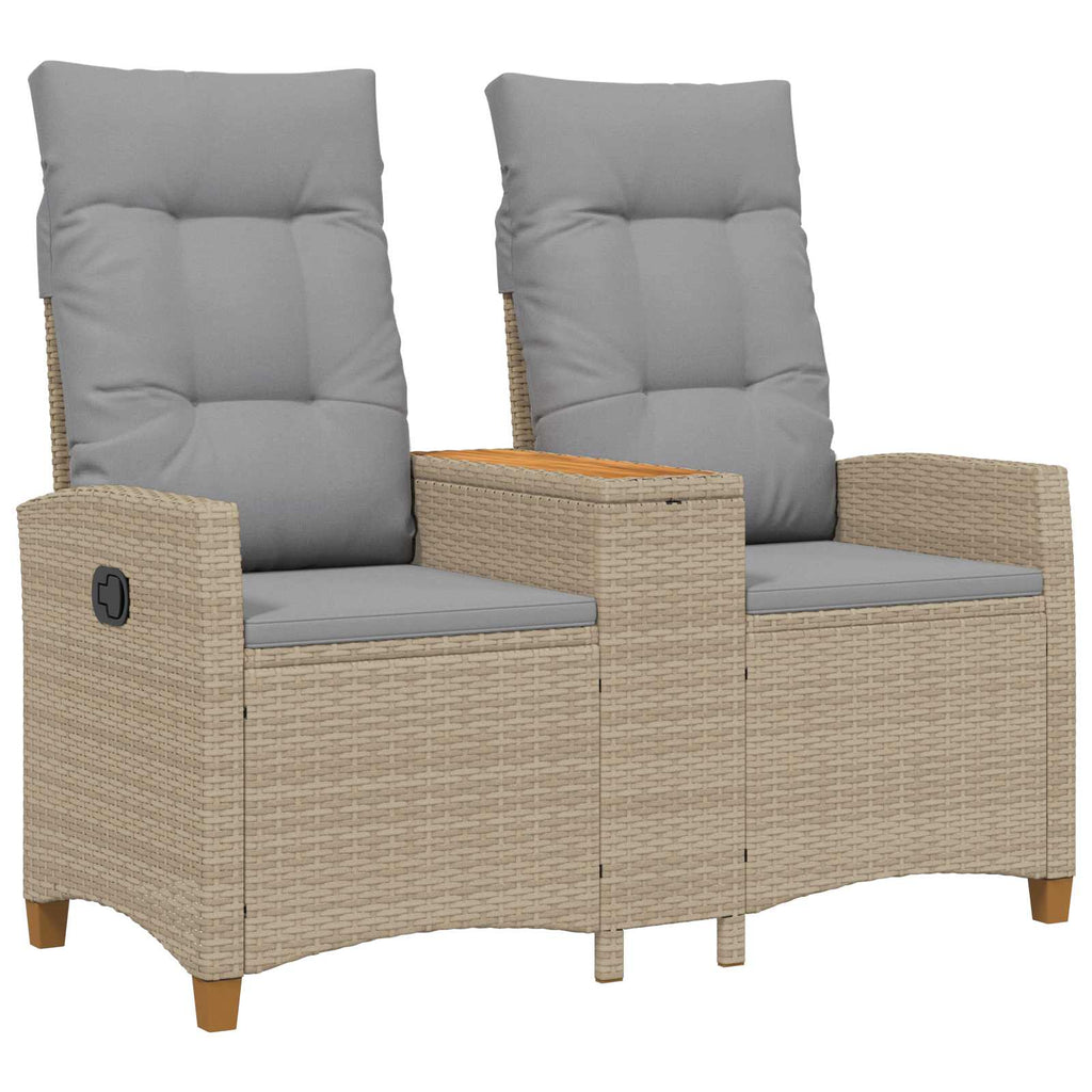 vidaXL Leżanka z stolikiem Beżowy i jasnoszary 126 x 65 x 112 cm
