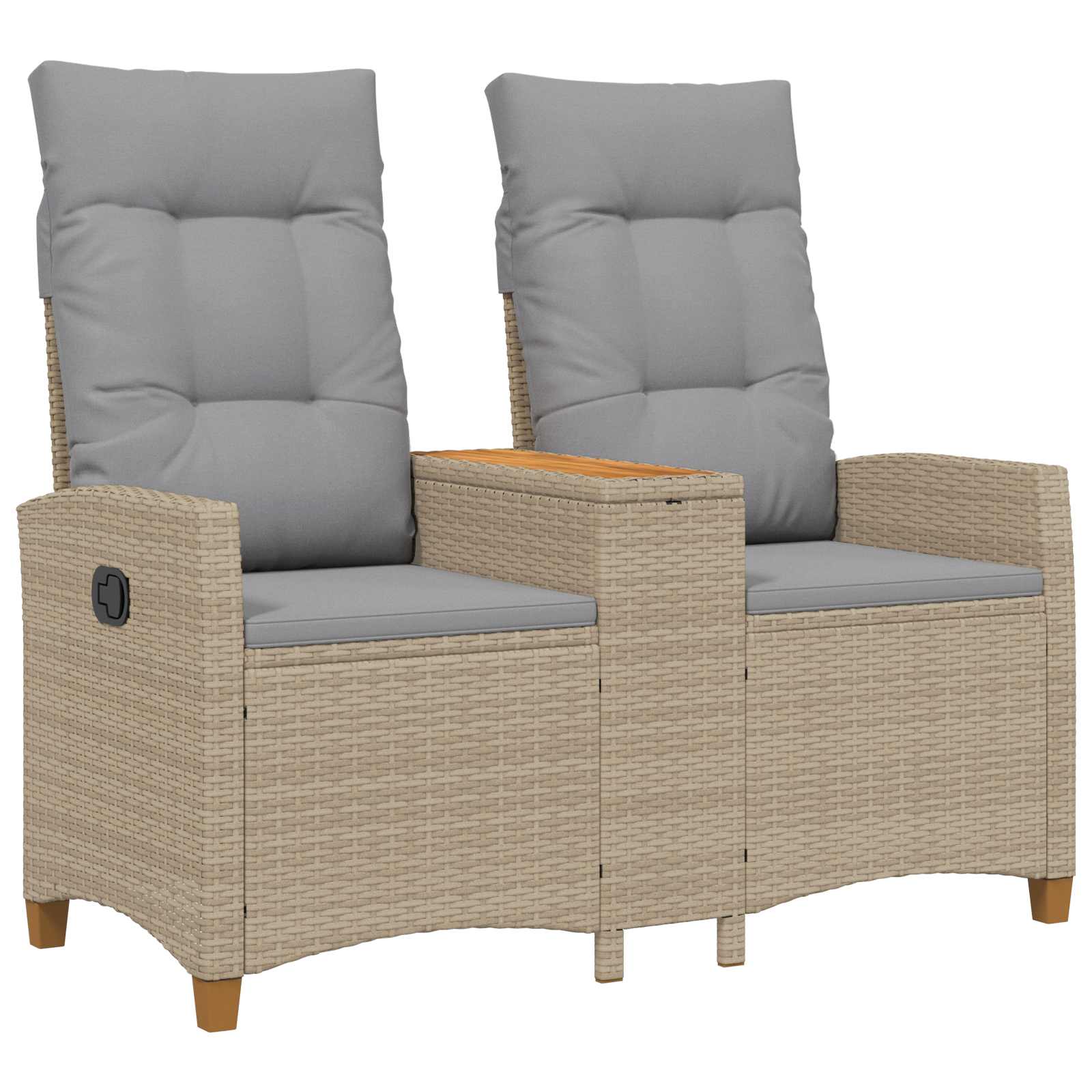vidaXL Leżanka z stolikiem Beżowy i jasnoszary 126 x 65 x 112 cm