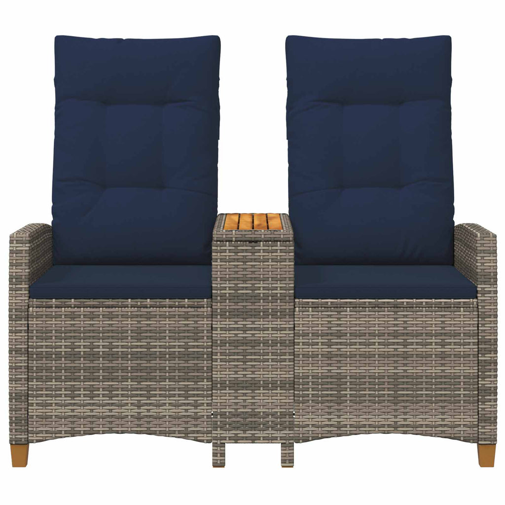 vidaXL Leżanka z stolikiem Szary i granatowy 126 x 65 x 112 cm