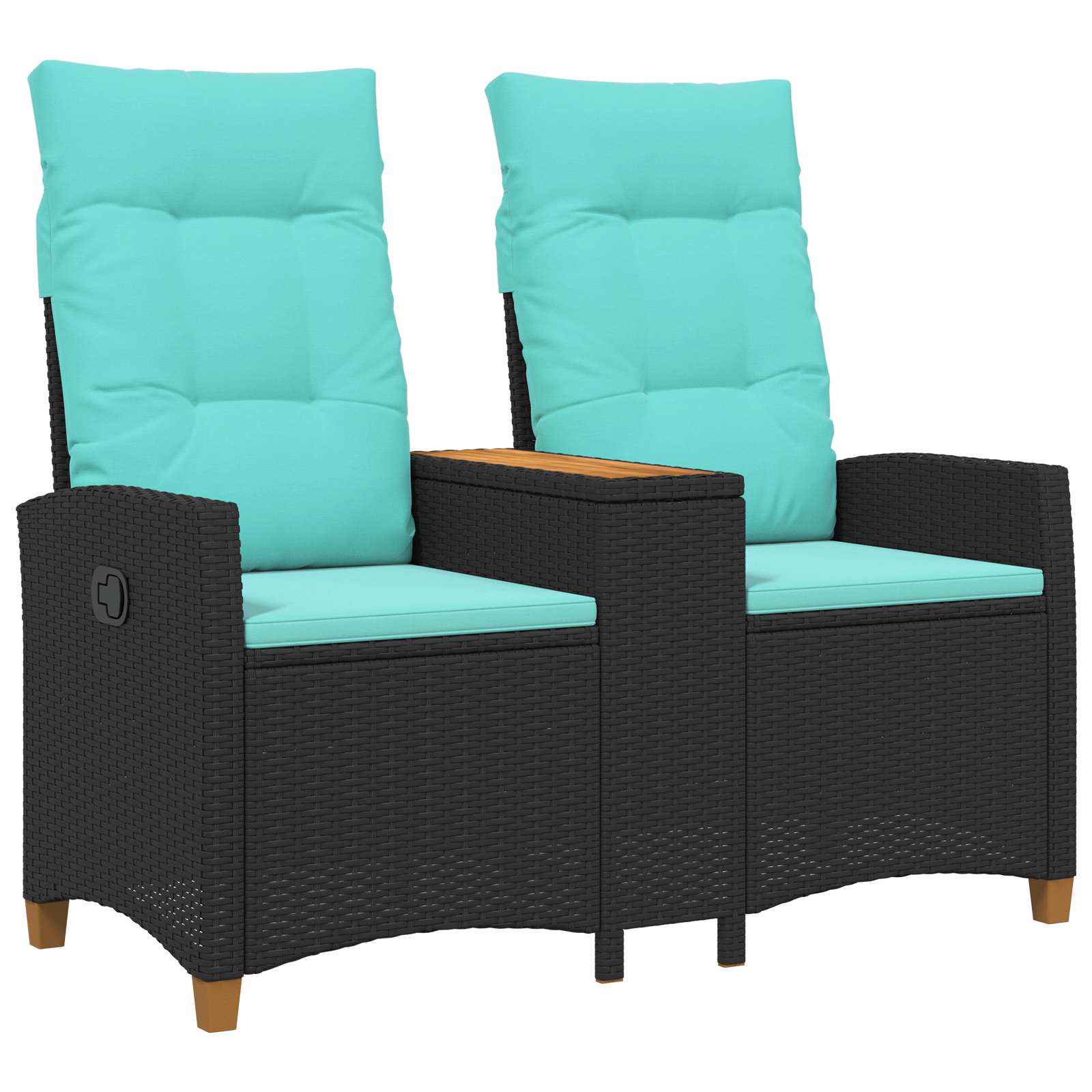vidaXL Leżanka z stolikiem Czarny i Turkusowy 126 x 65 x 112 cm