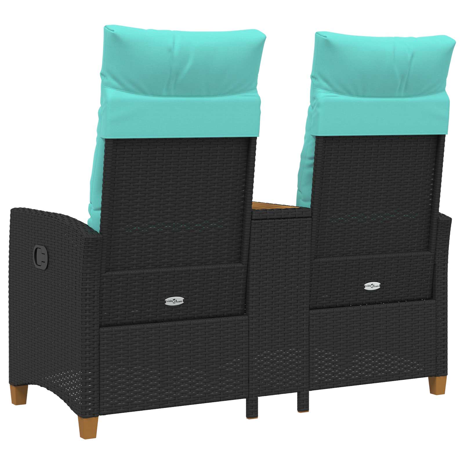 vidaXL Leżanka z stolikiem Czarny i Turkusowy 126 x 65 x 112 cm