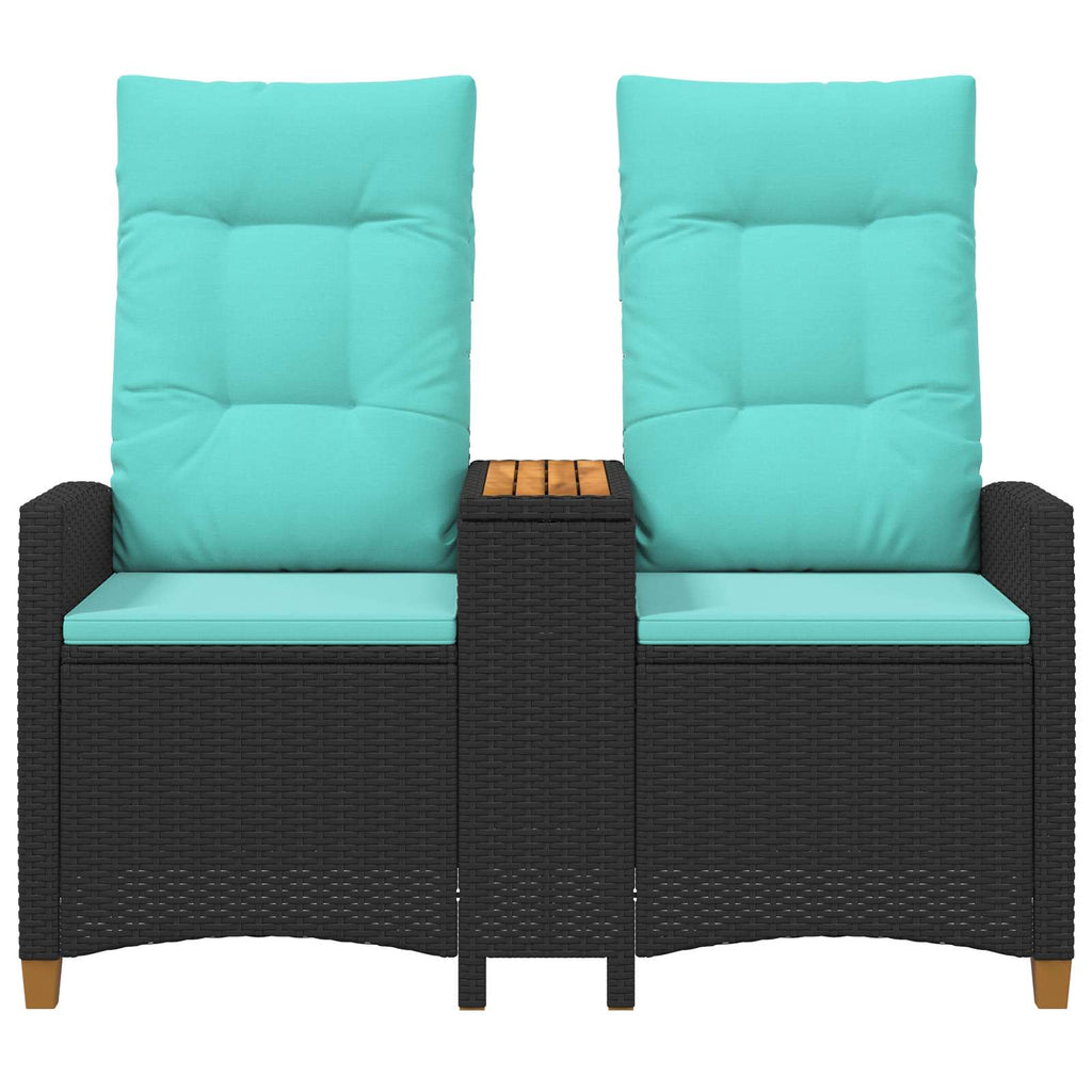 vidaXL Leżanka z stolikiem Czarny i Turkusowy 126 x 65 x 112 cm