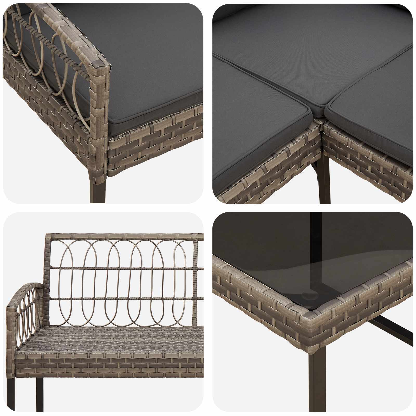 vidaXL Zestaw sof ogrodowych 2 pcs Szary Rattan polietylenowy i stal