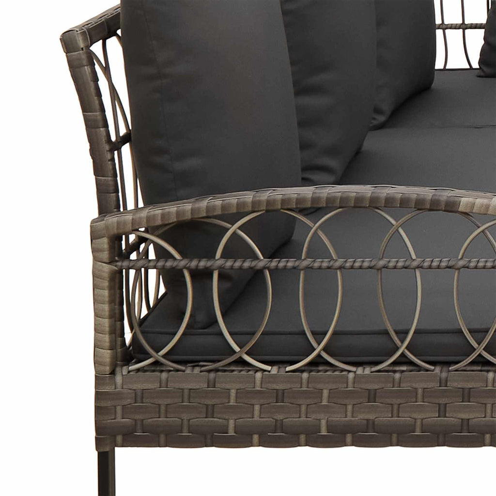 vidaXL Zestaw sof ogrodowych 2 pcs Szary Rattan polietylenowy i stal