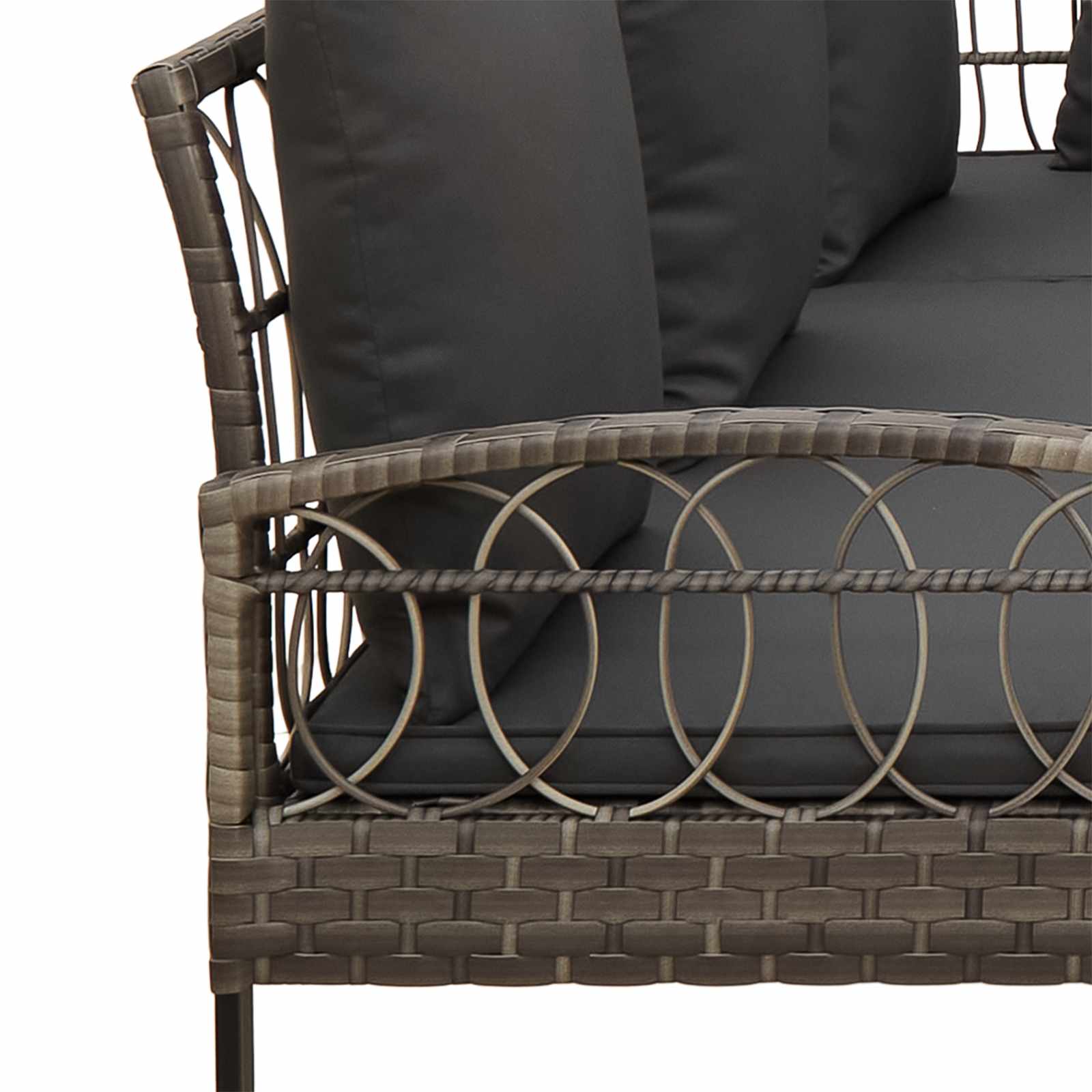 vidaXL Zestaw sof ogrodowych 2 pcs Szary Rattan polietylenowy i stal