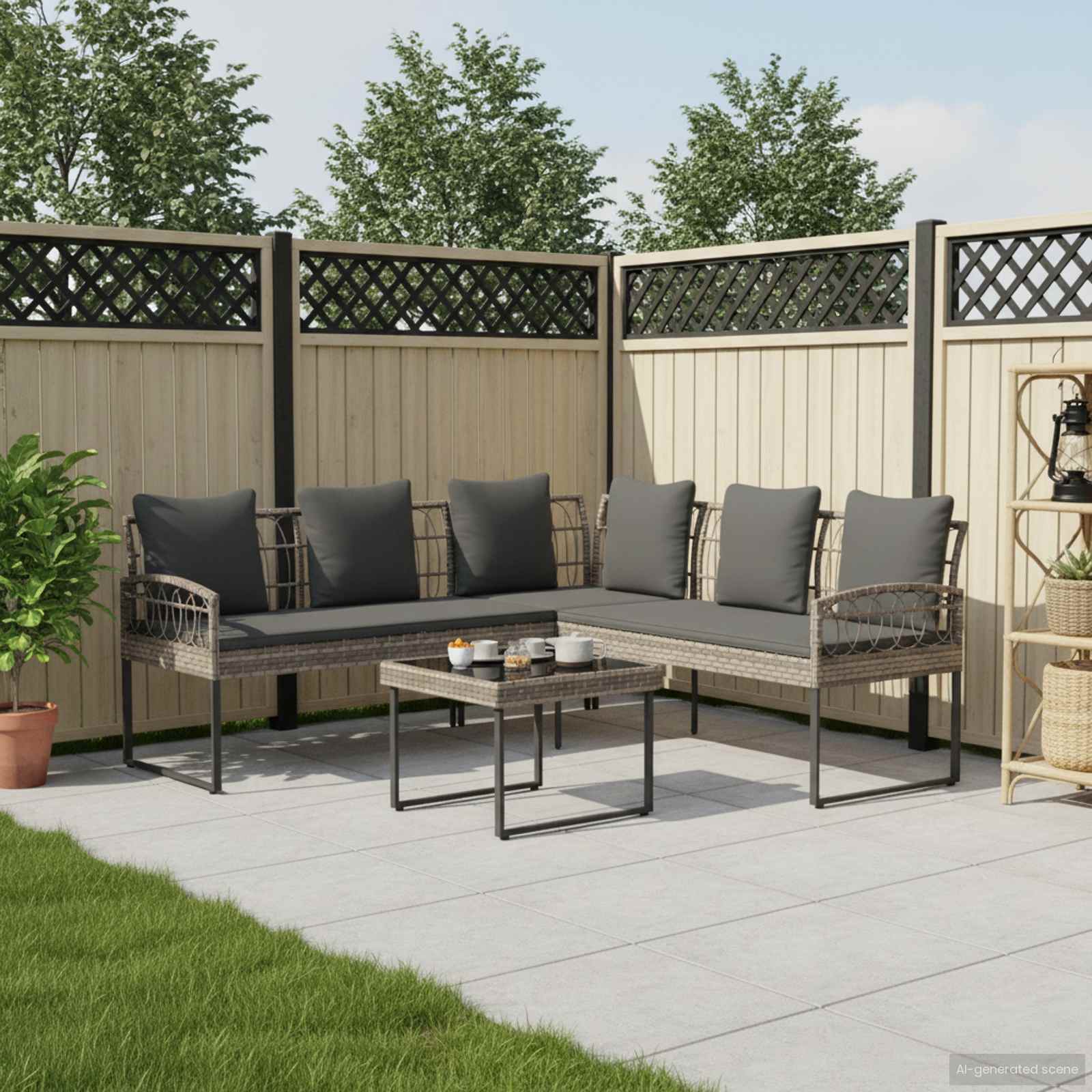 vidaXL Zestaw sof ogrodowych 2 pcs Szary Rattan polietylenowy i stal