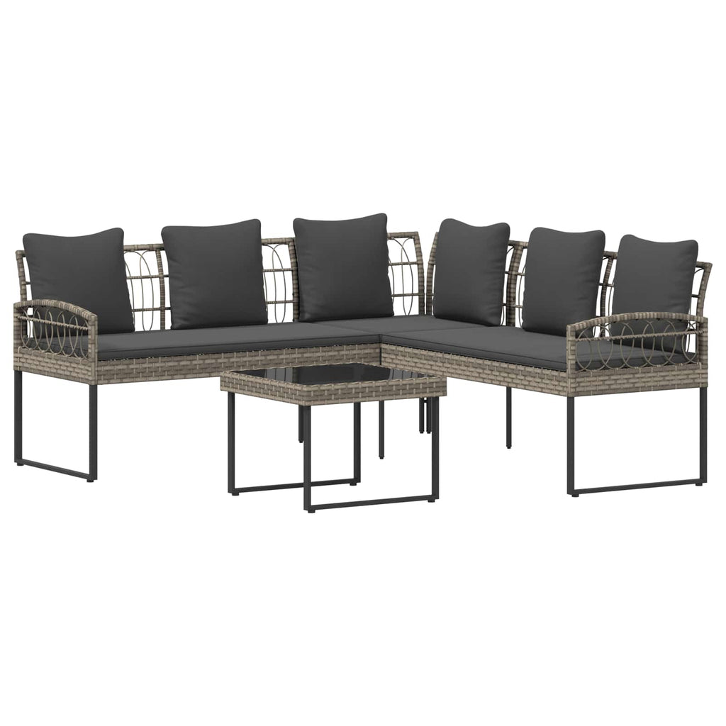vidaXL Zestaw sof ogrodowych 2 pcs Szary Rattan polietylenowy i stal