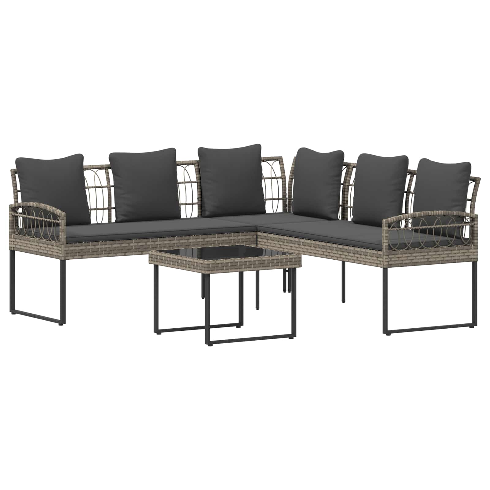 vidaXL Zestaw sof ogrodowych 2 pcs Szary Rattan polietylenowy i stal