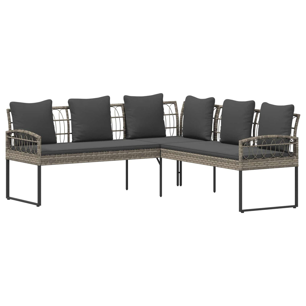 vidaXL Zestaw sof ogrodowych 2 pcs Szary Rattan polietylenowy i stal