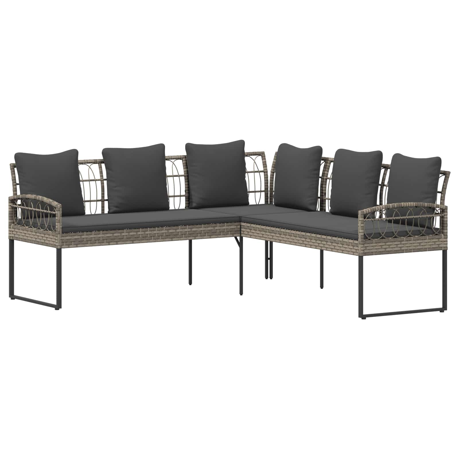 vidaXL Zestaw sof ogrodowych 2 pcs Szary Rattan polietylenowy i stal