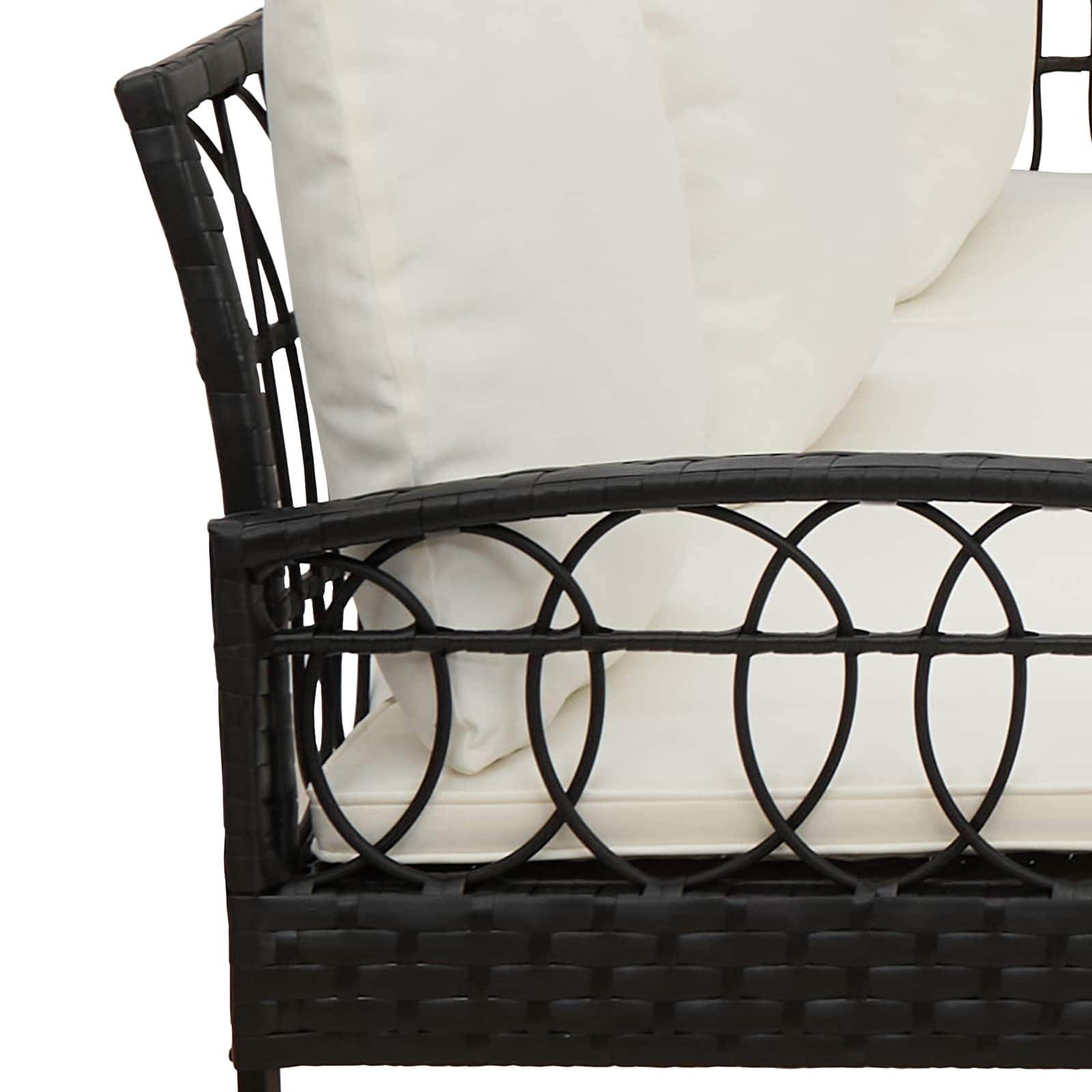 vidaXL Zestaw Sof na Ogród 2 pcs Czarny i kremowy Poli Rattan Stal