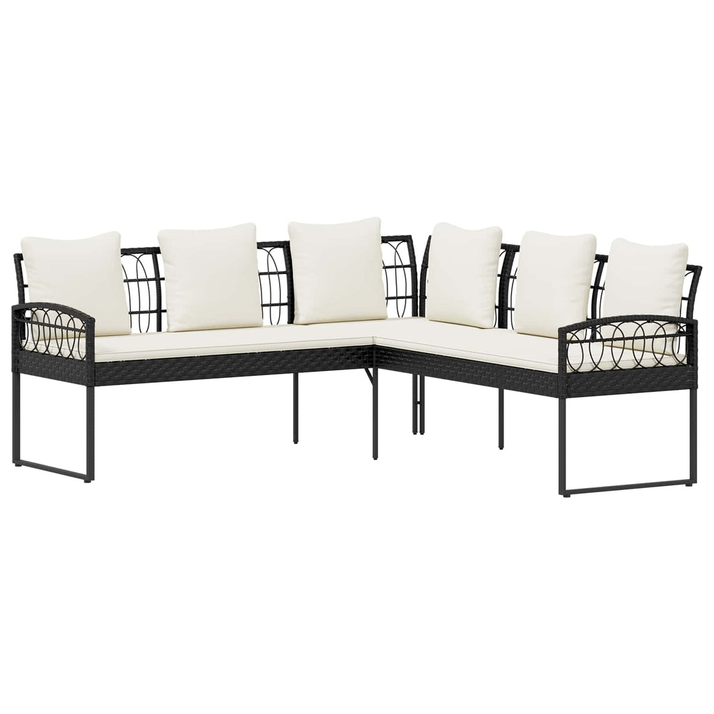 vidaXL Zestaw Sof na Ogród 2 pcs Czarny i kremowy Poli Rattan Stal
