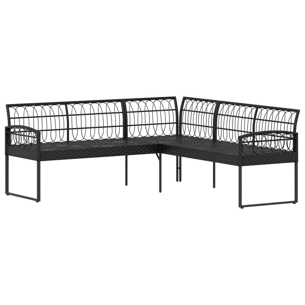 vidaXL Zestaw Sof na Ogród 2 pcs Czarny i kremowy Poli Rattan Stal
