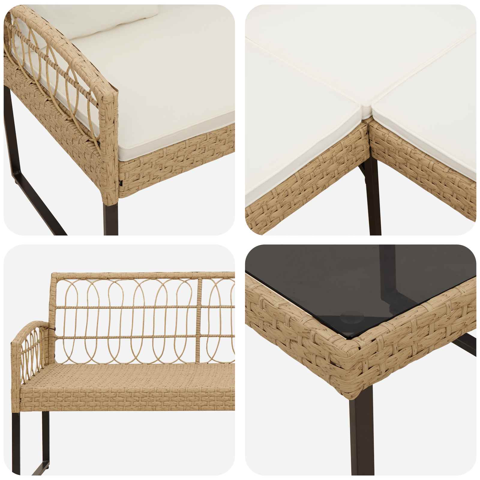 vidaXL Zestaw Sof na Ogród z poduszką 2 pcs Naturalny Poli Rattan Stal