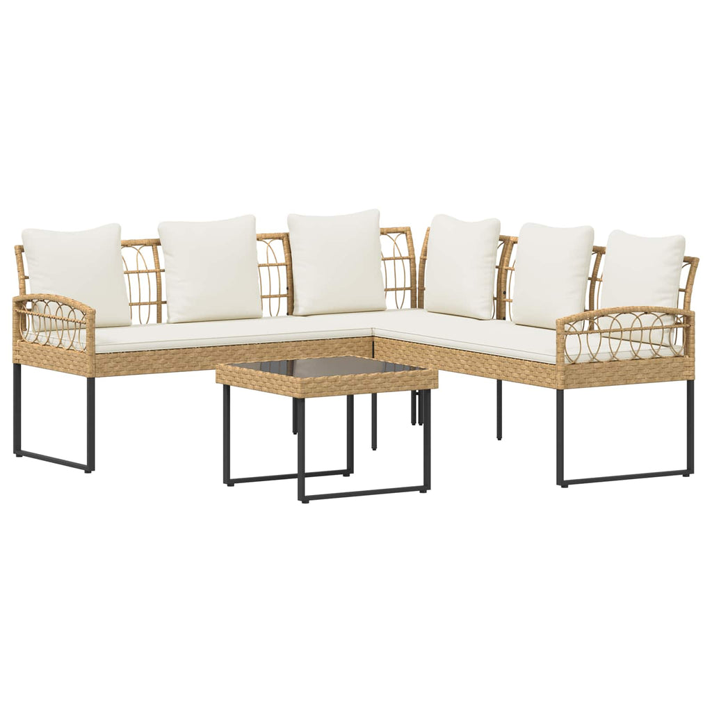 vidaXL Zestaw Sof na Ogród z poduszką 2 pcs Naturalny Poli Rattan Stal