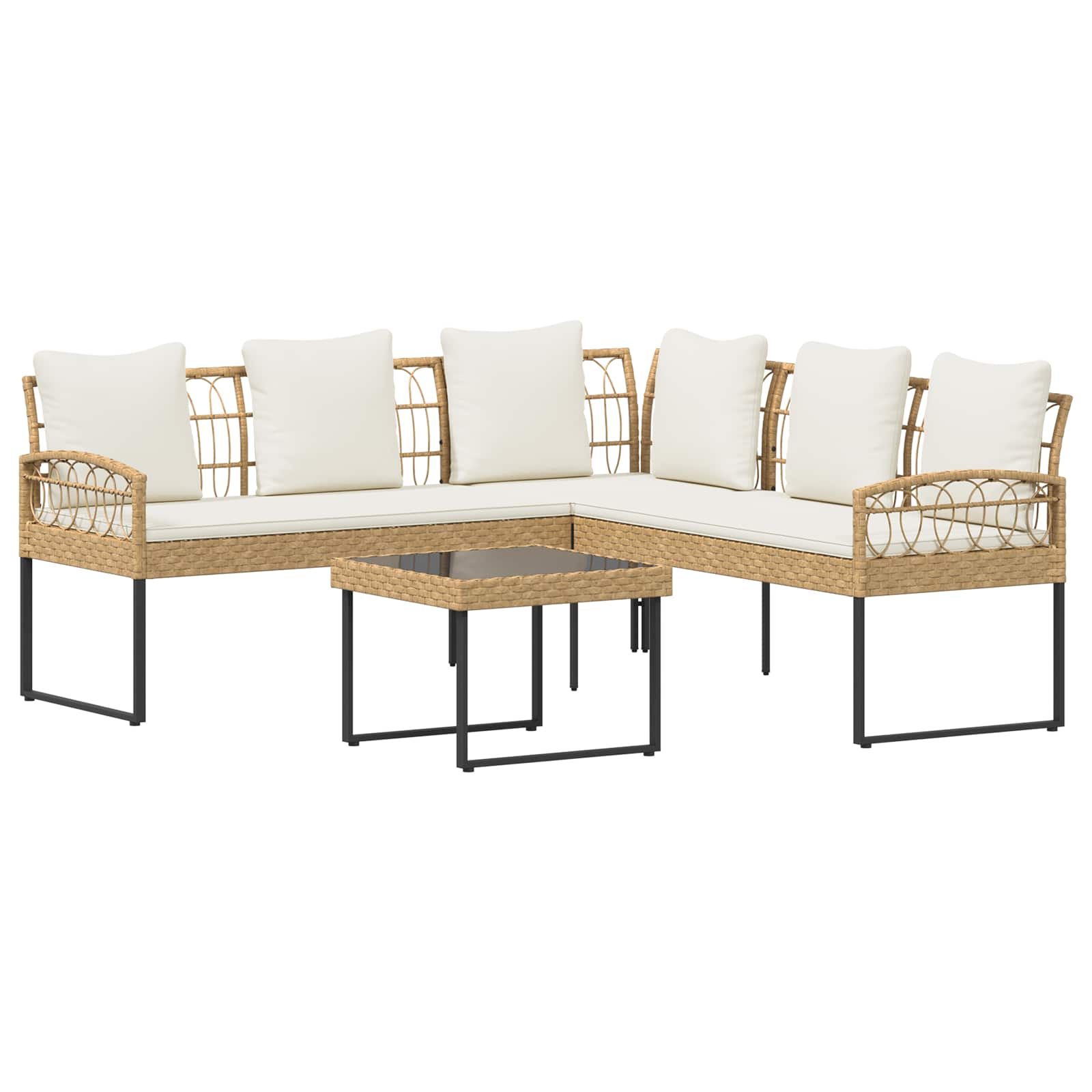 vidaXL Zestaw Sof na Ogród z poduszką 2 pcs Naturalny Poli Rattan Stal