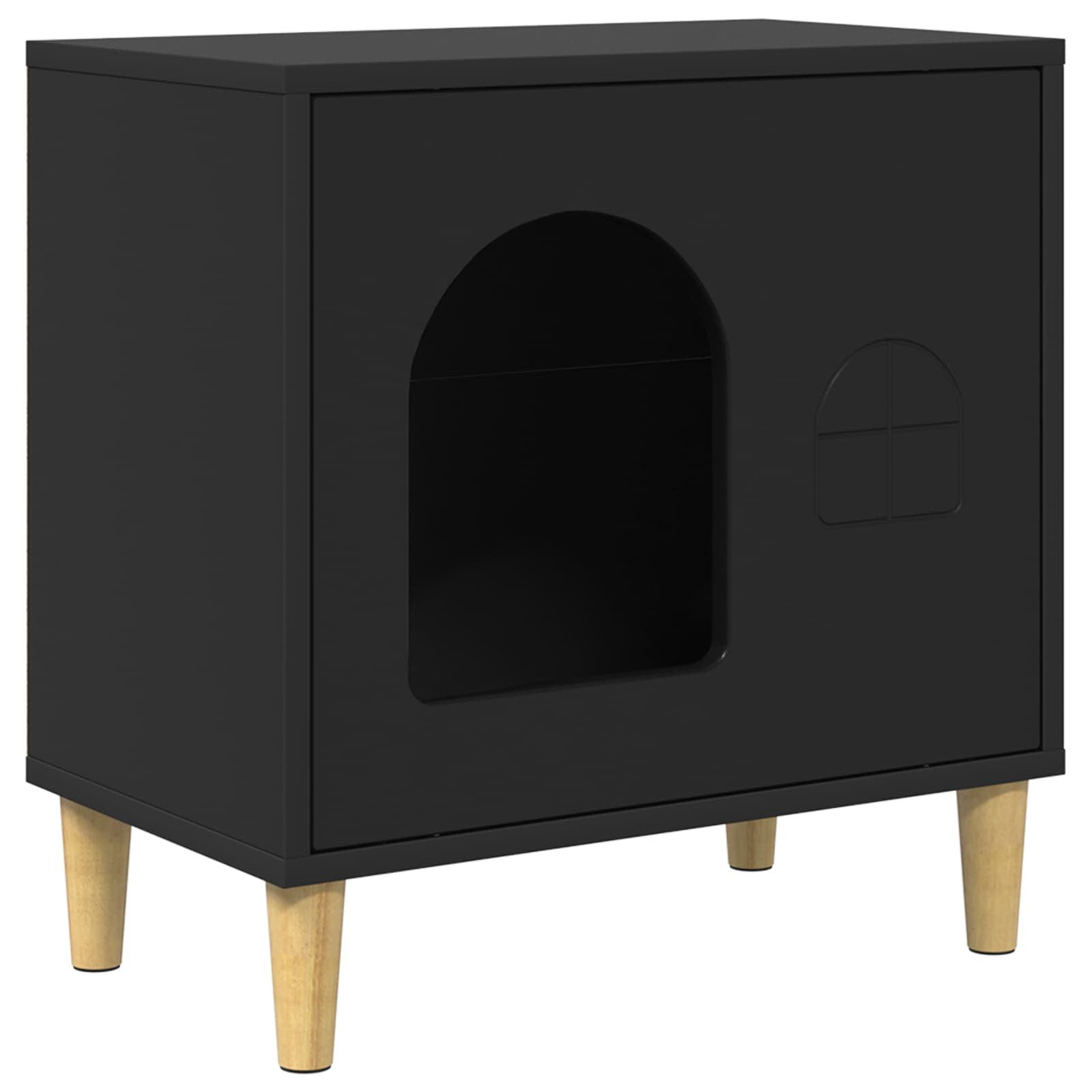 vidaXL Koty Dom Czarny 51 x 30 x 52 cm Materiał drewnopochodny