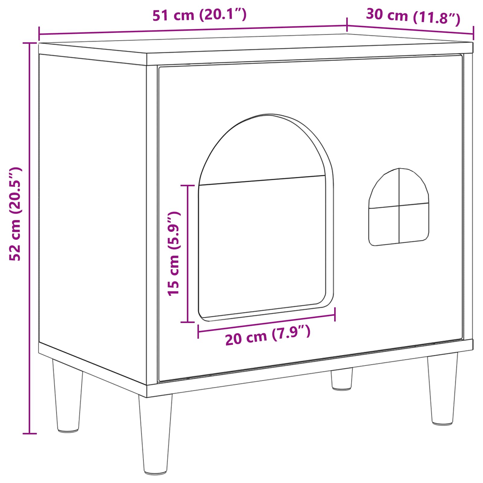 vidaXL Koty Dom Stare drewno 51 x 30 x 52 cm Materiał drewnopochodny