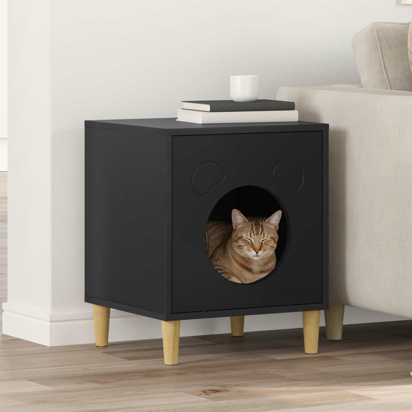 vidaXL Koty Dom Czarny 42,5 x 40 x 53 cm Materiał drewnopochodny