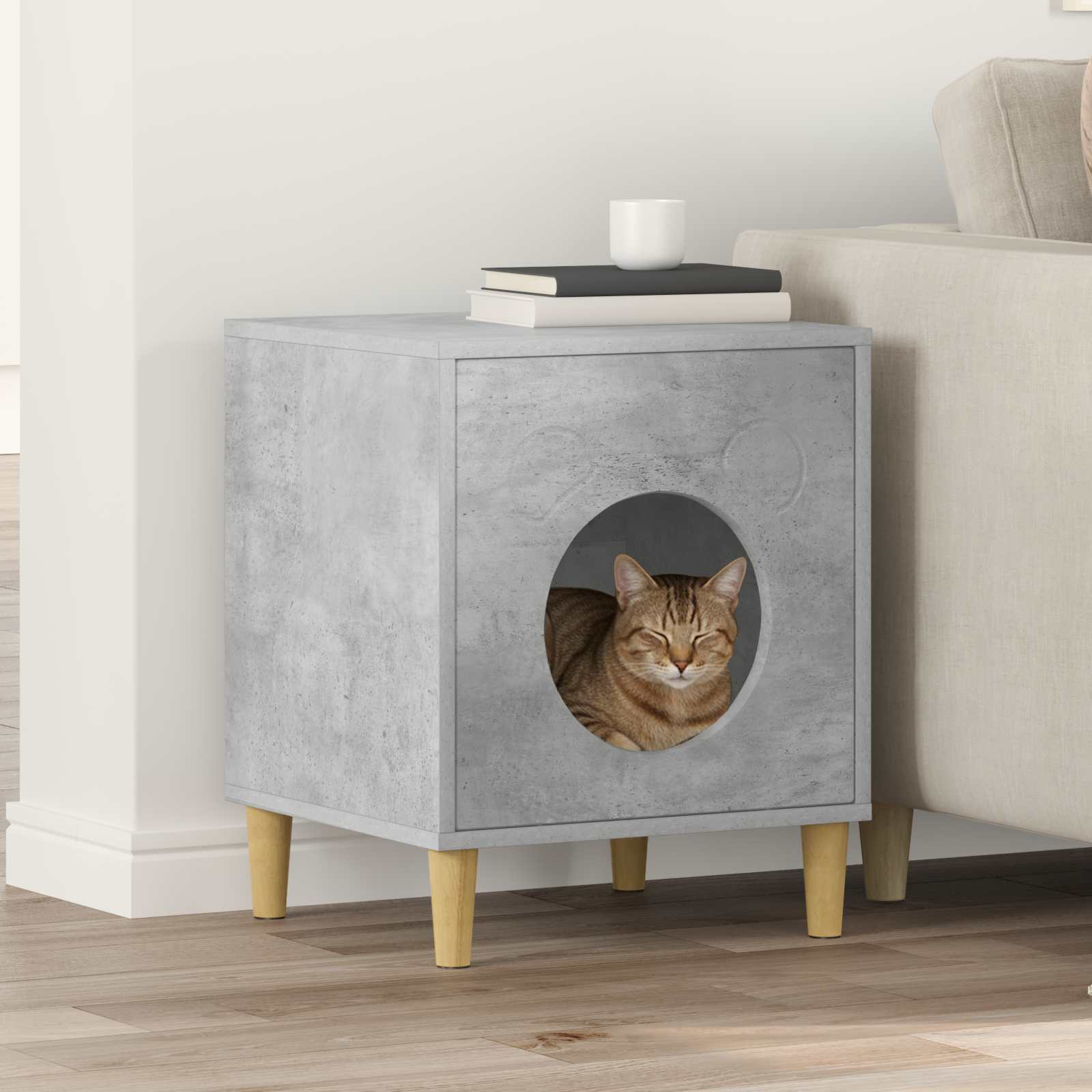 vidaXL Koty Dom Betonowy 42,5 x 40 x 53 cm Materiał drewnopochodny
