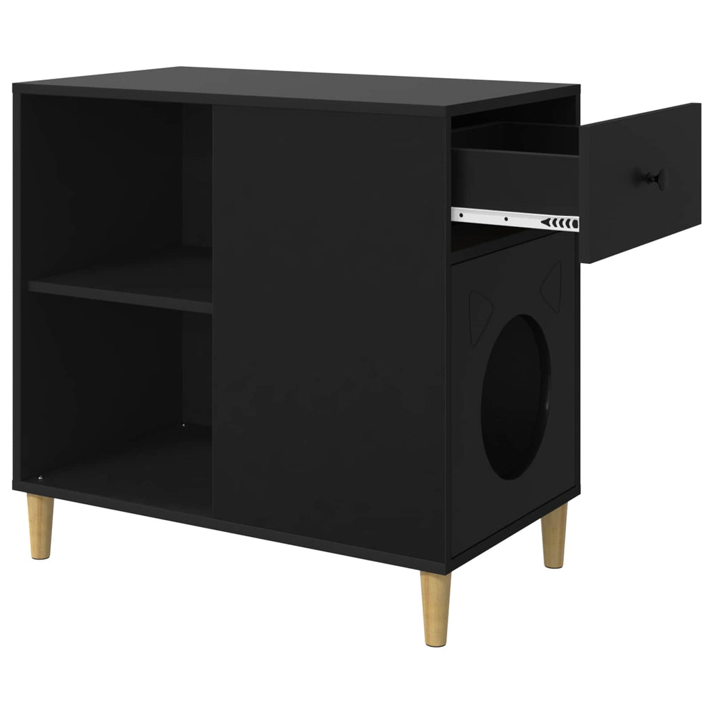 vidaXL Koty Dom Czarny 72 x 42.5 x 70 cm Materiał drewnopochodny