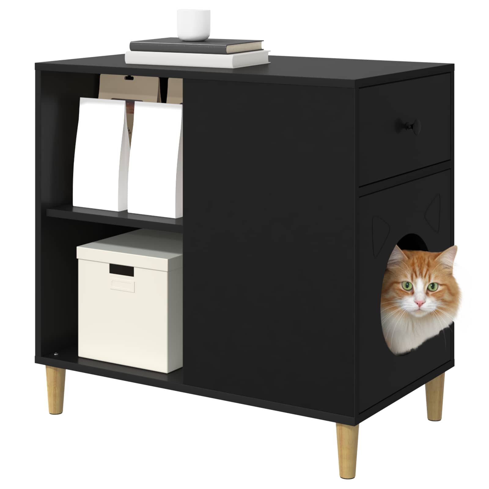 vidaXL Koty Dom Czarny 72 x 42.5 x 70 cm Materiał drewnopochodny
