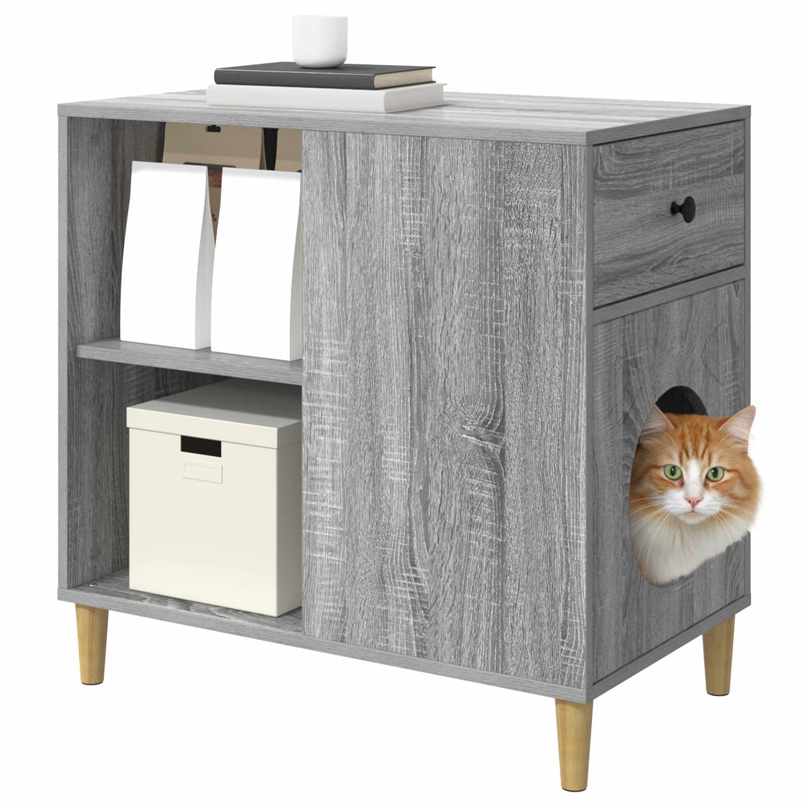 vidaXL Koty Dom Szary Sonoma 72 x 42.5 x 70 cm Materiał drewnopochodny