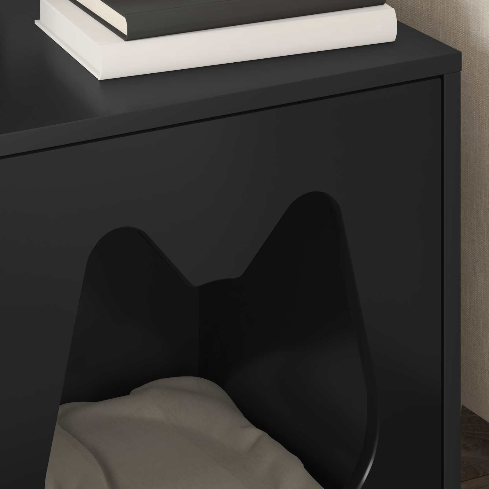 vidaXL Koty Dom Czarny 42,5 x 40 x 53,5 cm Materiał drewnopochodny