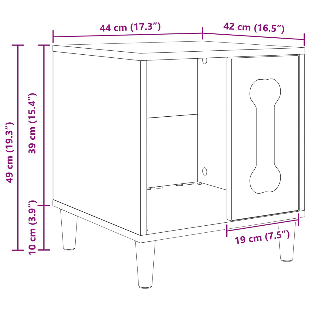 vidaXL Domek dla Psów Sonoma 44 x 42 x 49 cm Materiał drewnopochodny