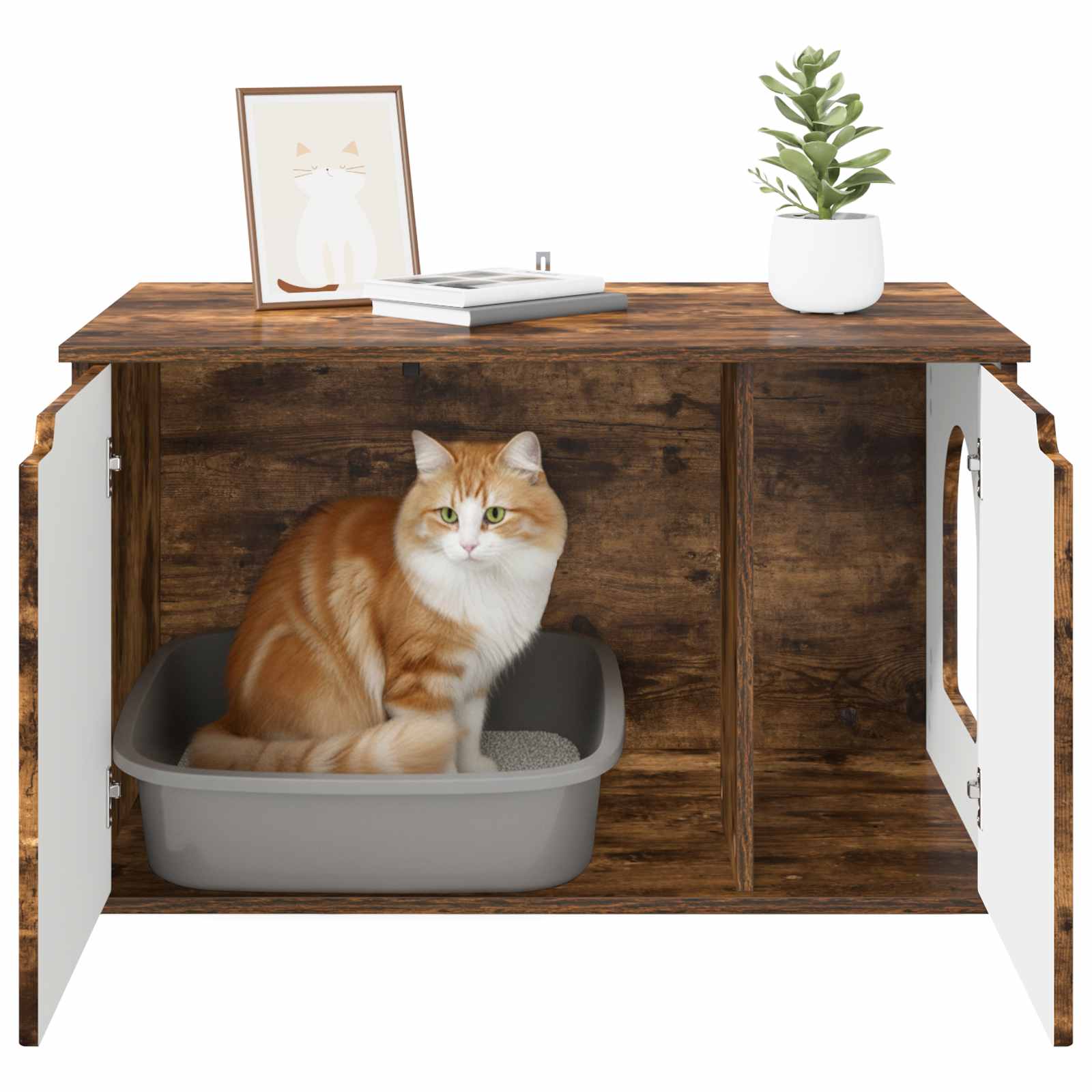 vidaXL Koty Dom Dąb wędzony 85 x 55 x 50,5 cm Materiał drewnopochodny