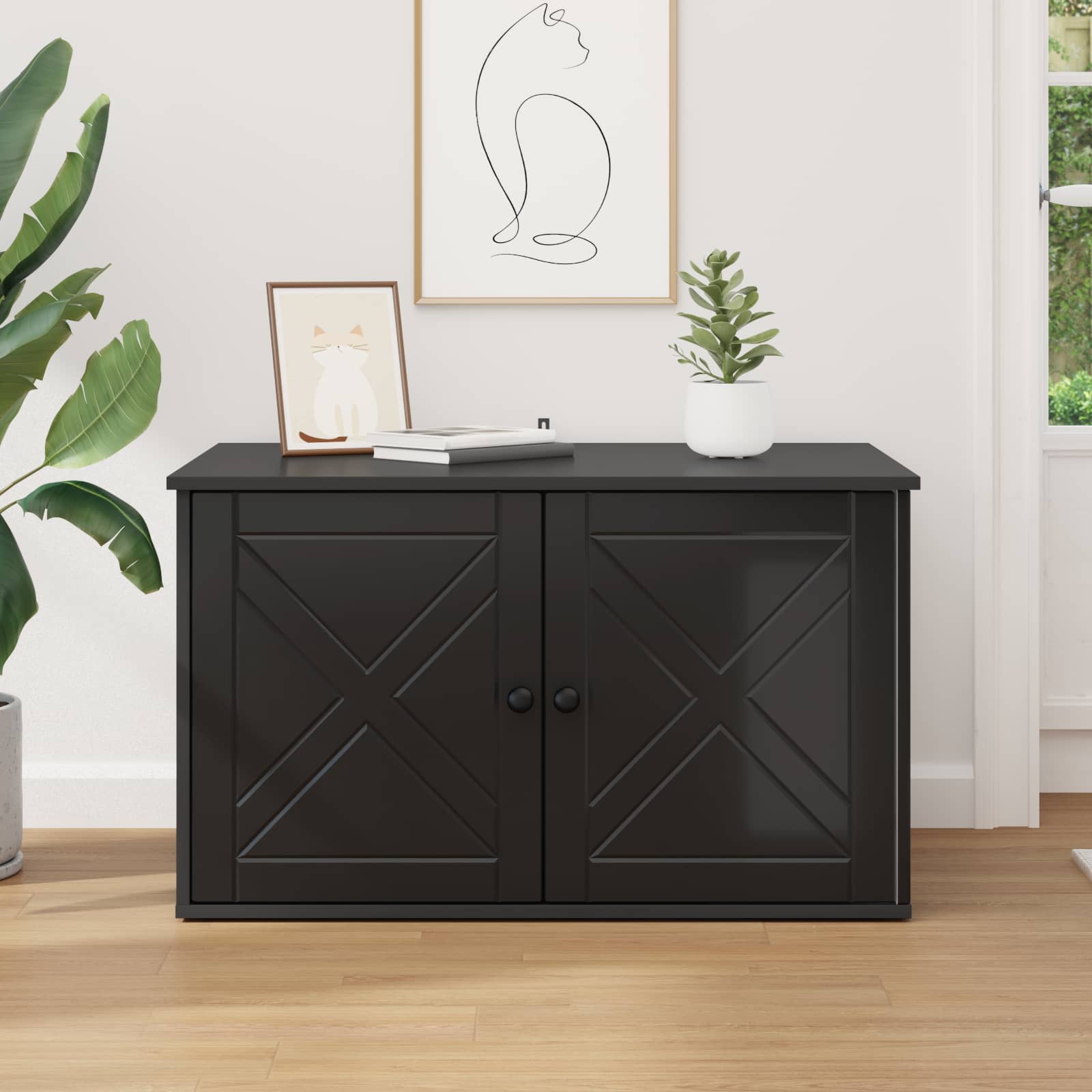 vidaXL Koty Dom Czarny 85 x 55 x 50,5 cm Materiał drewnopochodny
