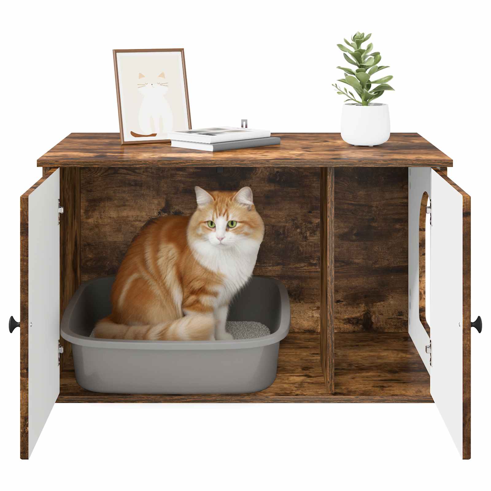 vidaXL Koty Dom Dąb wędzony 85 x 55 x 50 cm Materiał drewnopochodny