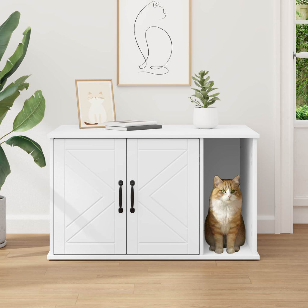 vidaXL Koty Dom Biały 85 x 55 x 50 cm Materiał drewnopochodny