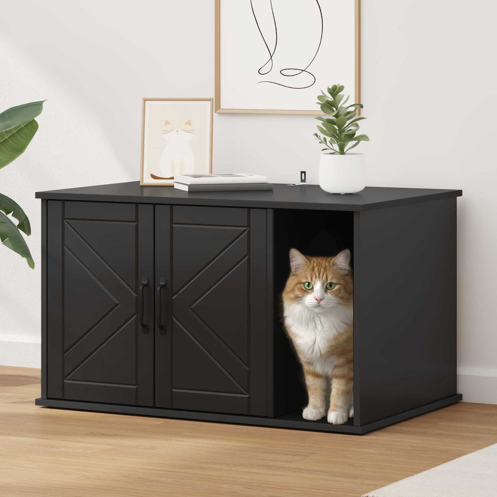 vidaXL Koty Dom Czarny 85 x 55 x 50 cm Materiał drewnopochodny