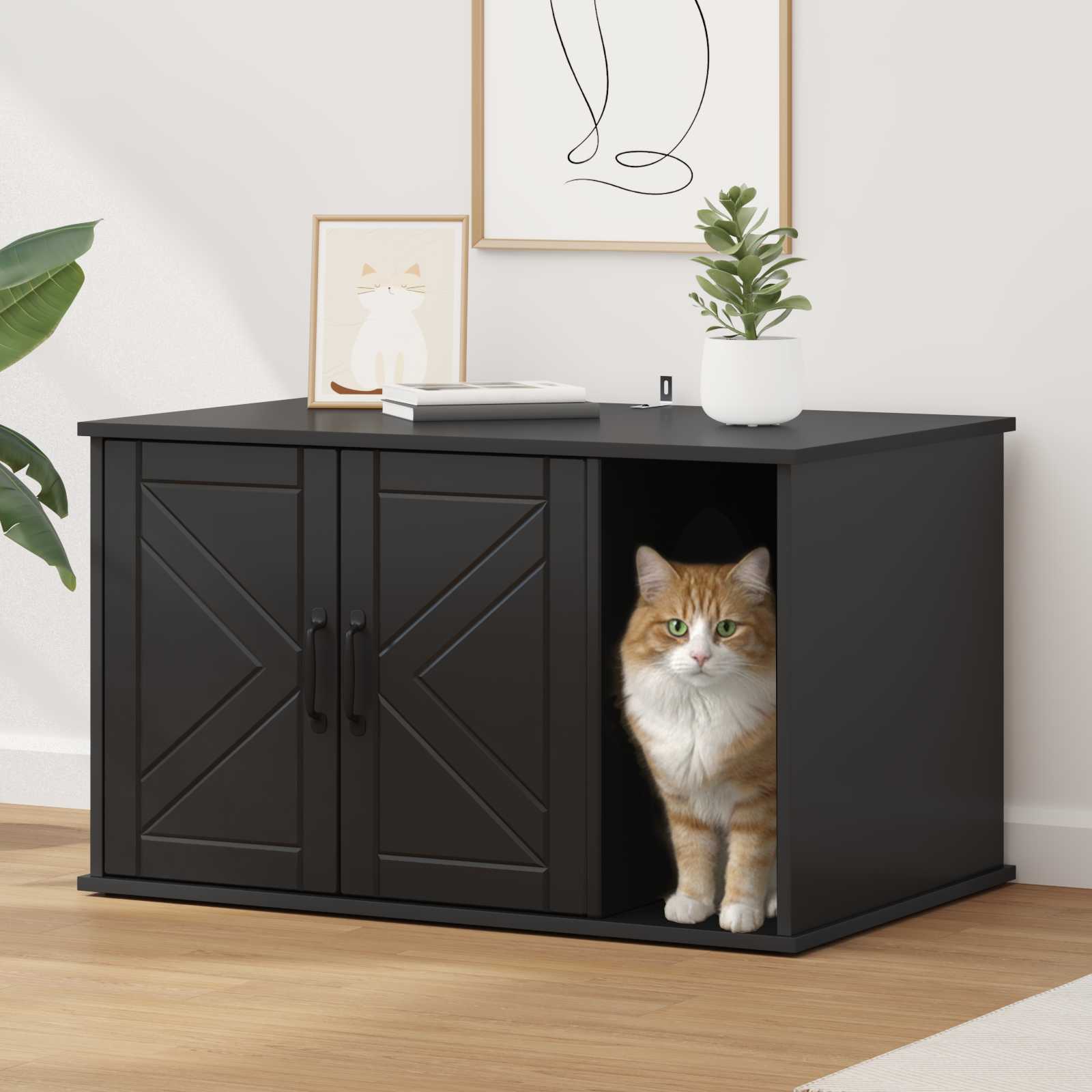 vidaXL Koty Dom Czarny 85 x 55 x 50 cm Materiał drewnopochodny