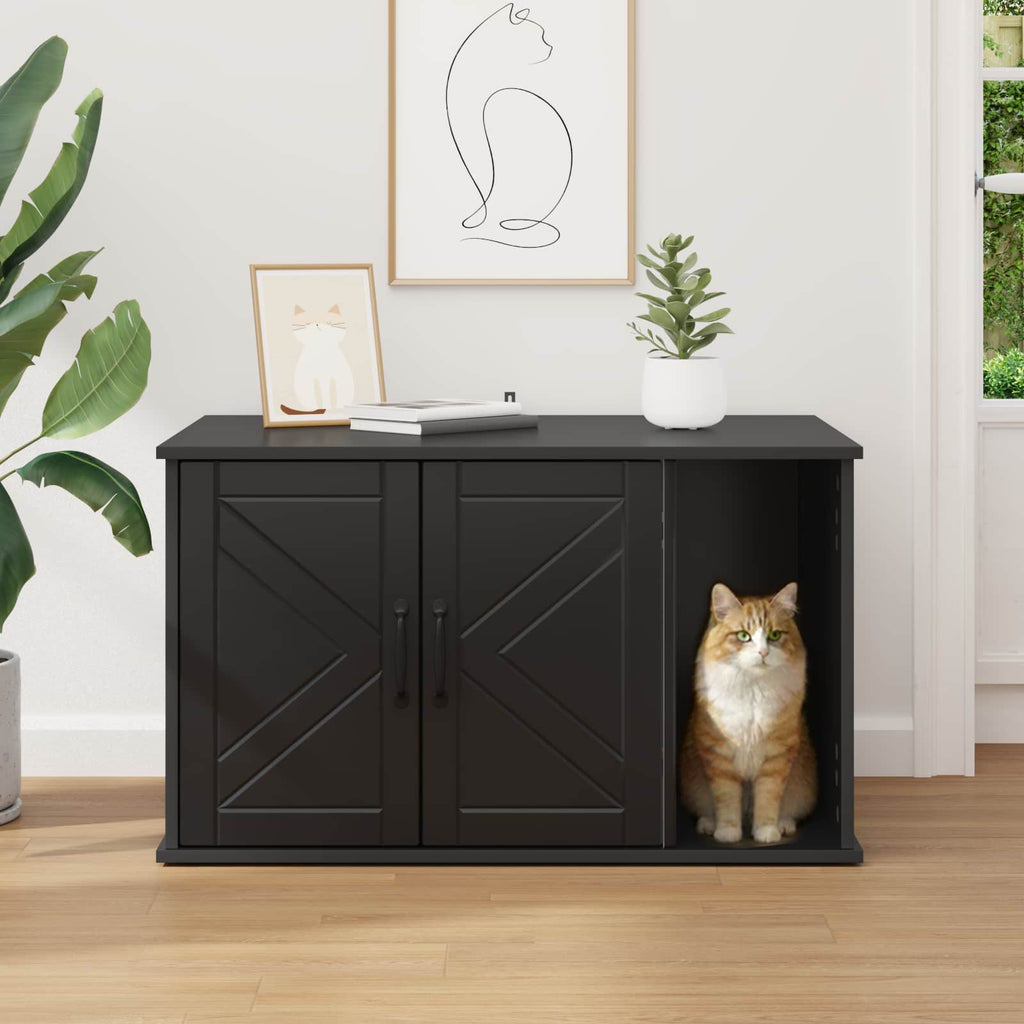 vidaXL Koty Dom Czarny 85 x 55 x 50 cm Materiał drewnopochodny