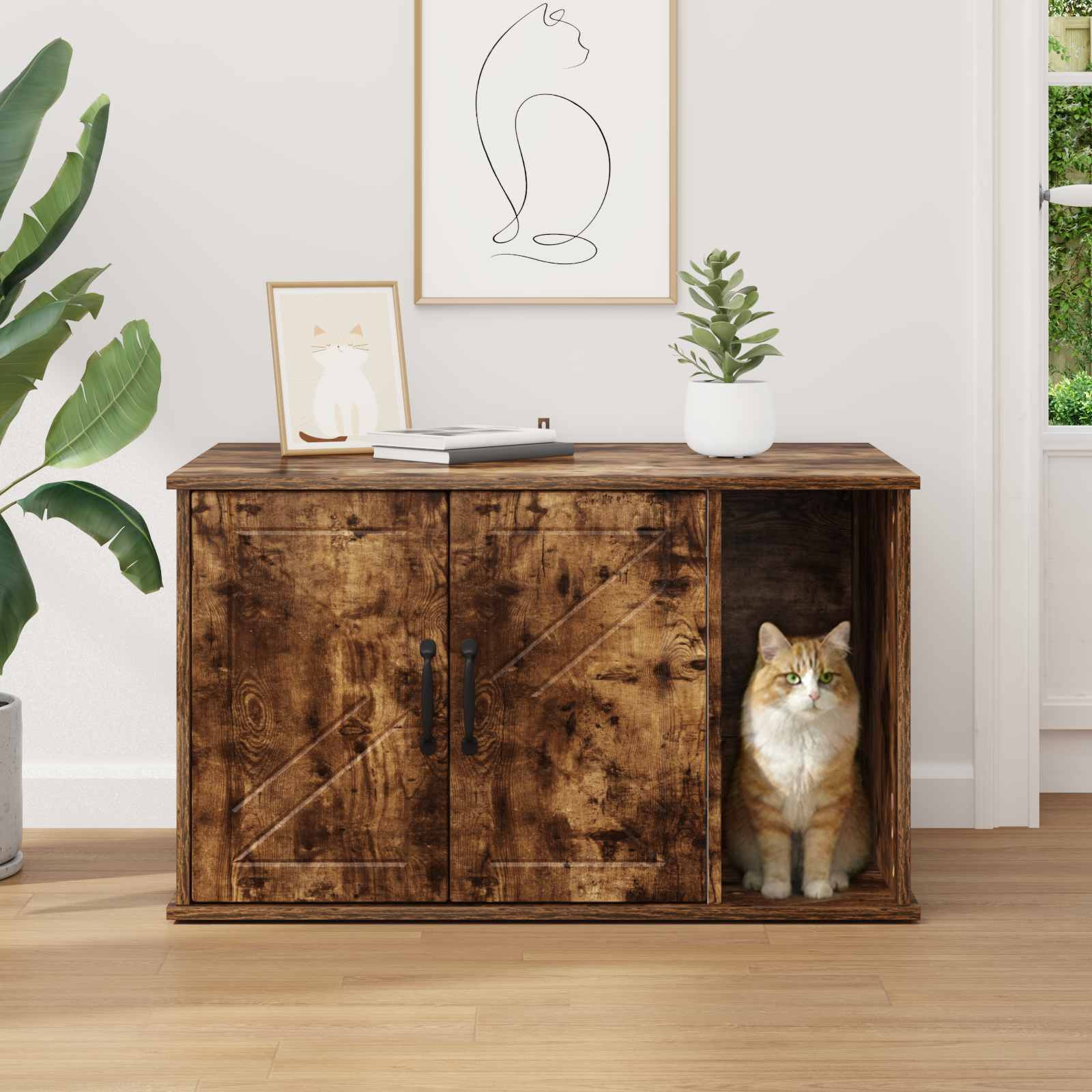 vidaXL Koty Dom Dąb wędzony 85 x 55 x 50 cm Materiał drewnopochodny