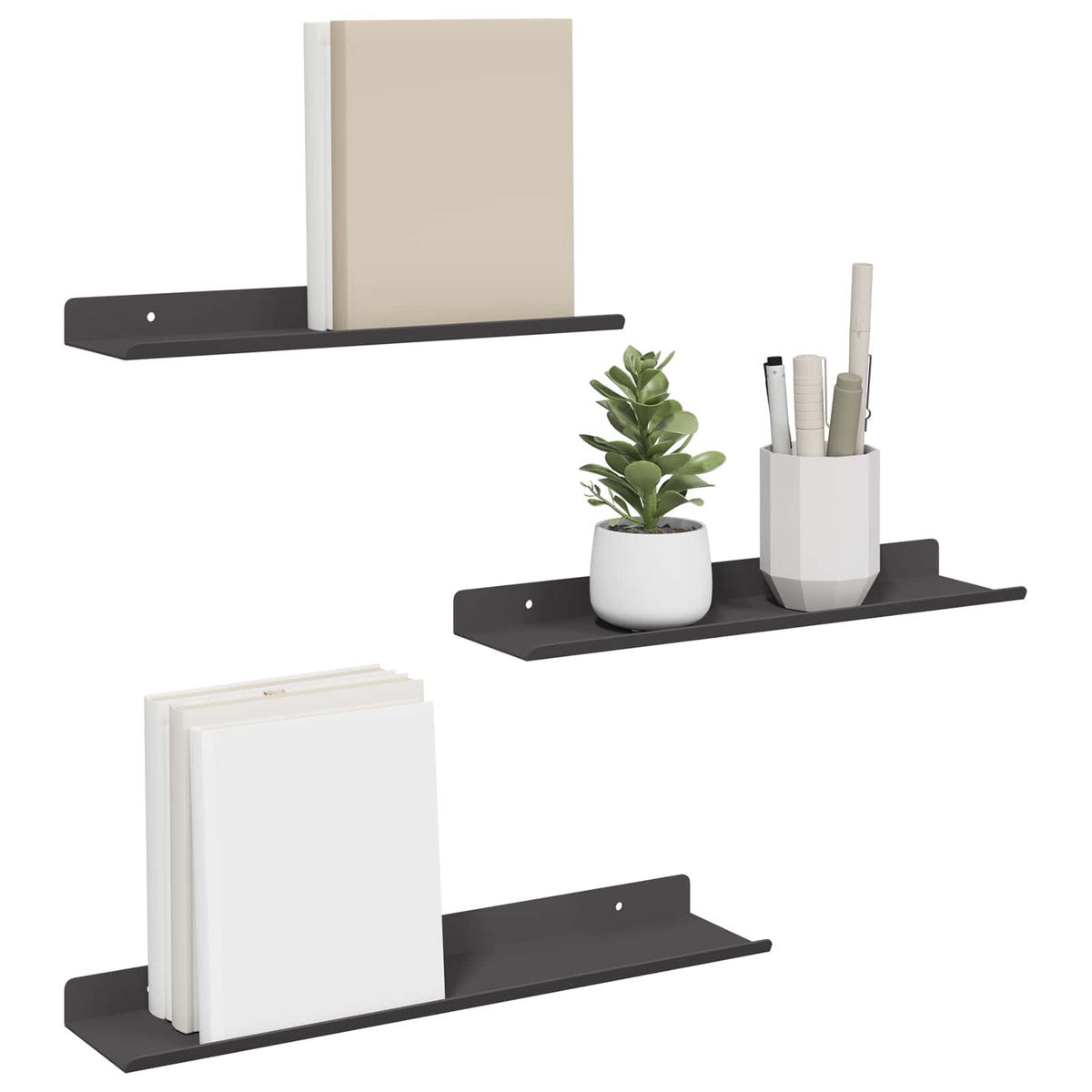 vidaXL Półka wisząca 3 szt. Czarny 40 x 9 x 2,5 cm Stal