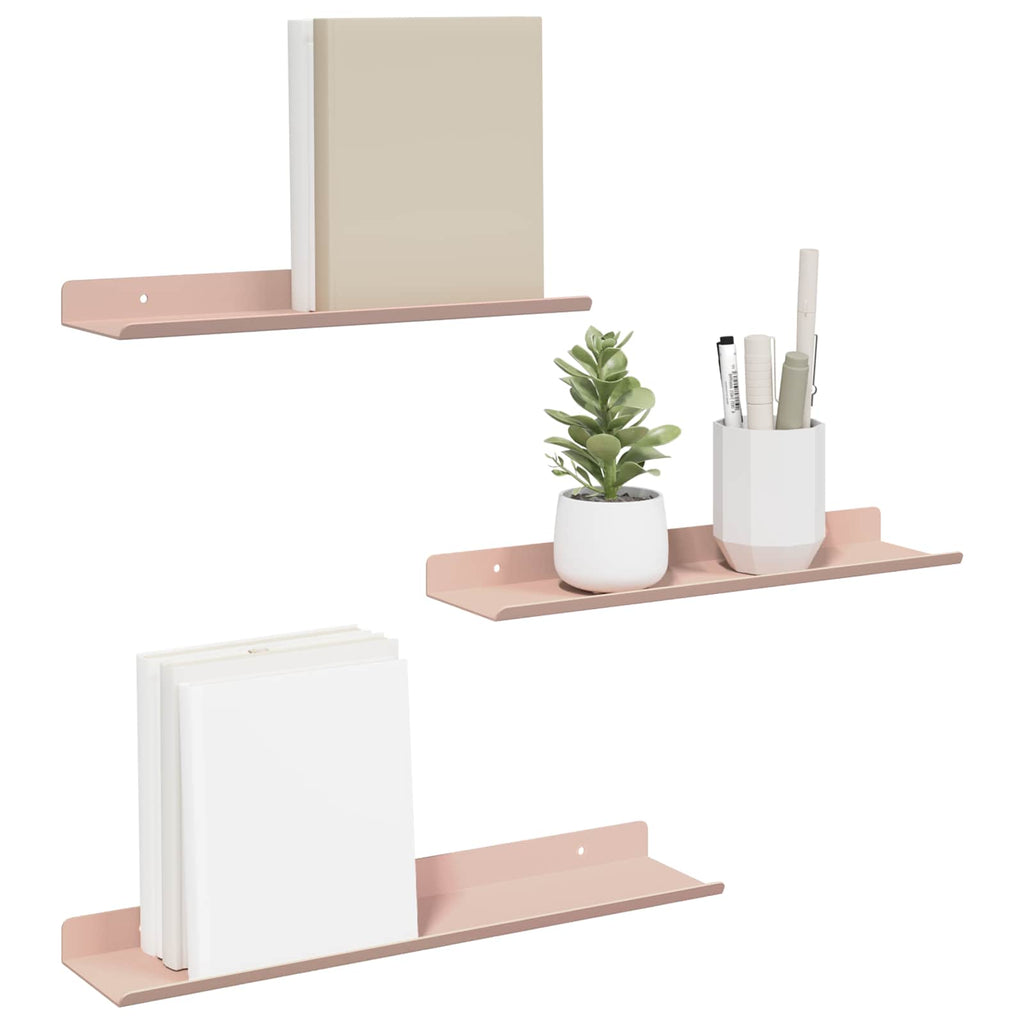 vidaXL Półka wisząca 3 pcs Różowy 40 x 9 x 2,5 cm Stal
