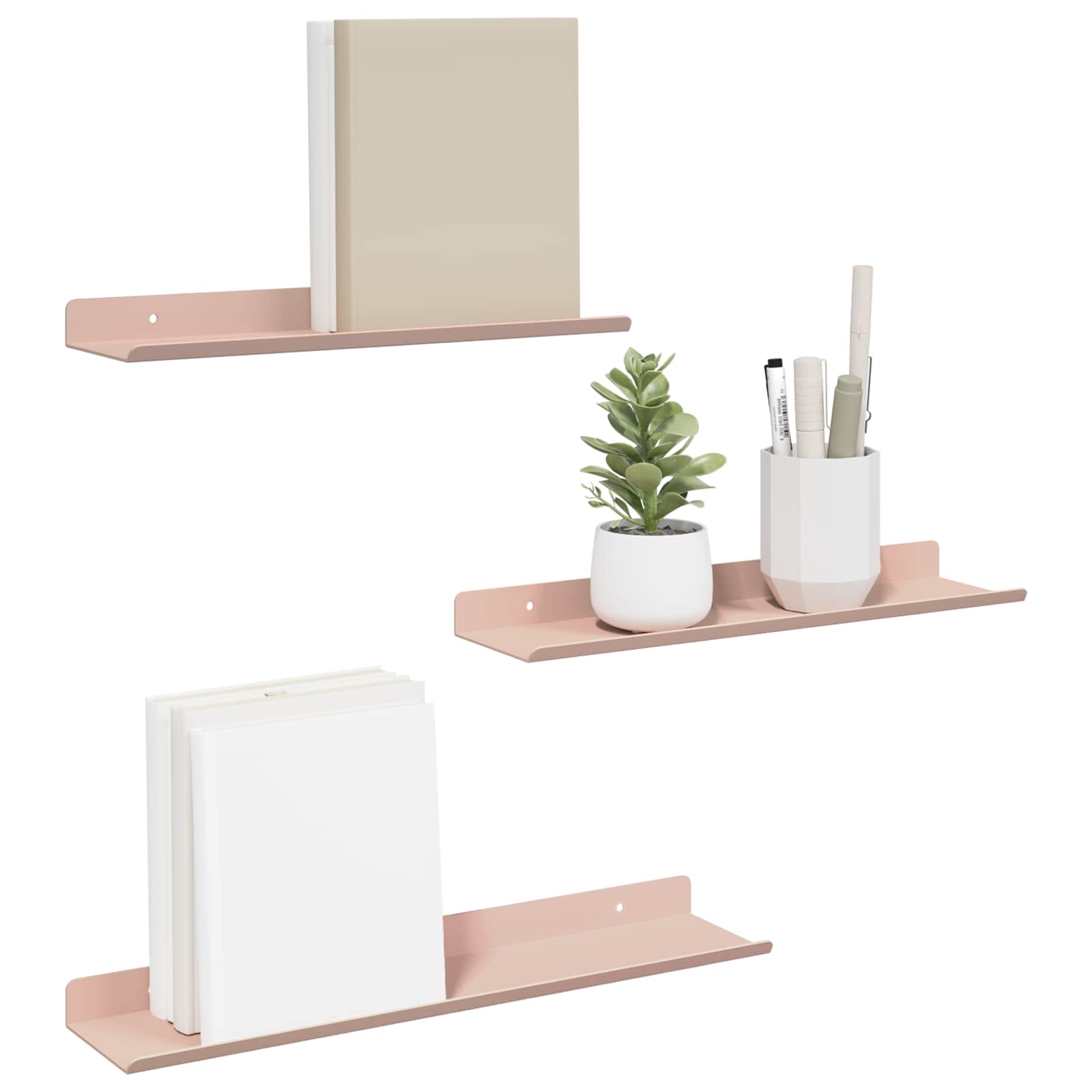 vidaXL Półka wisząca 3 pcs Różowy 40 x 9 x 2,5 cm Stal