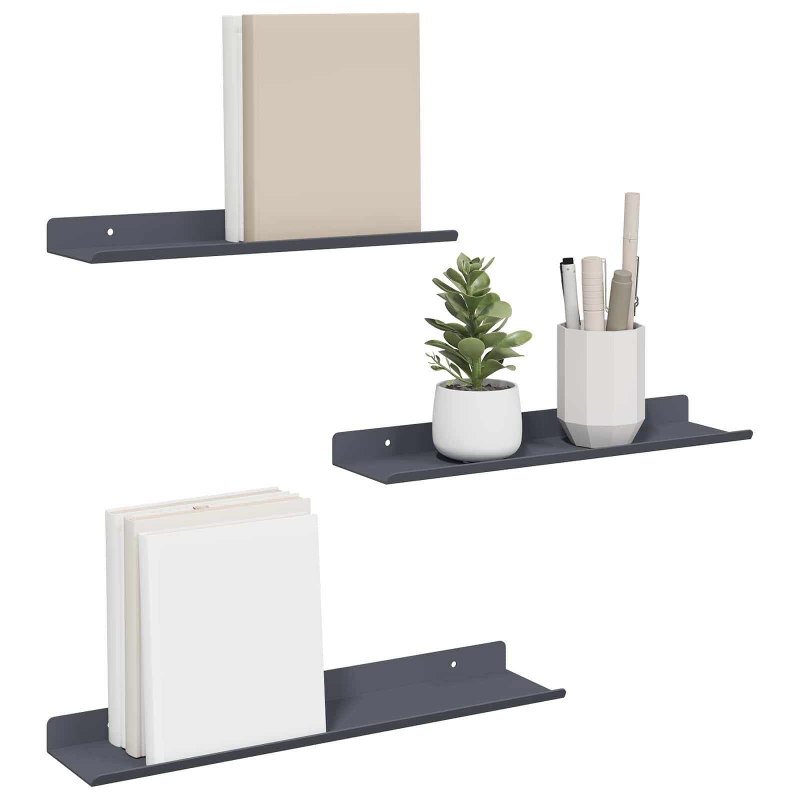 vidaXL Półka wisząca 3 pcs Antracyt 40 x 9 x 2,5 cm Stal