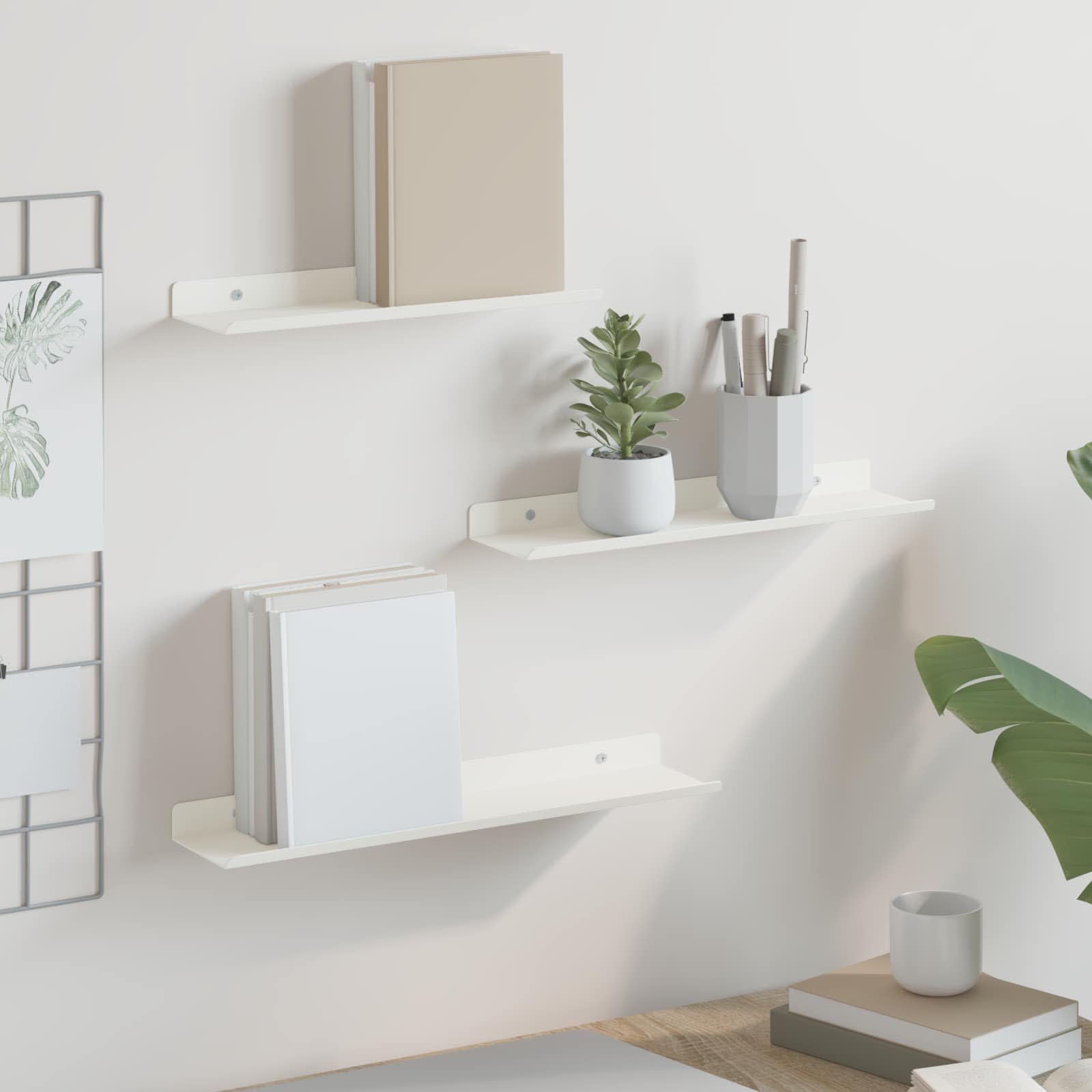vidaXL Półka wisząca 3 pcs Biały 40 x 9 x 2,5 cm Stal