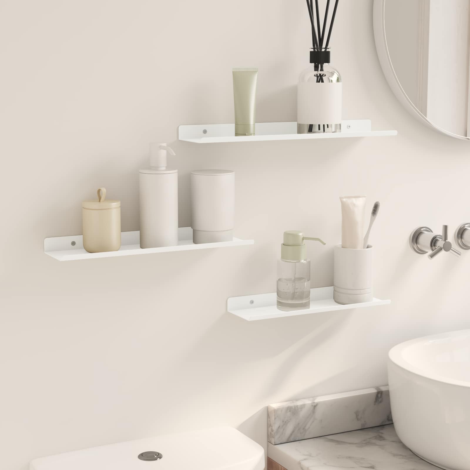 vidaXL Półka wisząca 3 pcs Biały 40 x 9 x 2,5 cm Stal