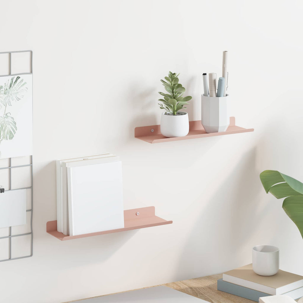 vidaXL Półka wisząca 2 pcs Różowy 30 x 9 x 2,5 cm Stal