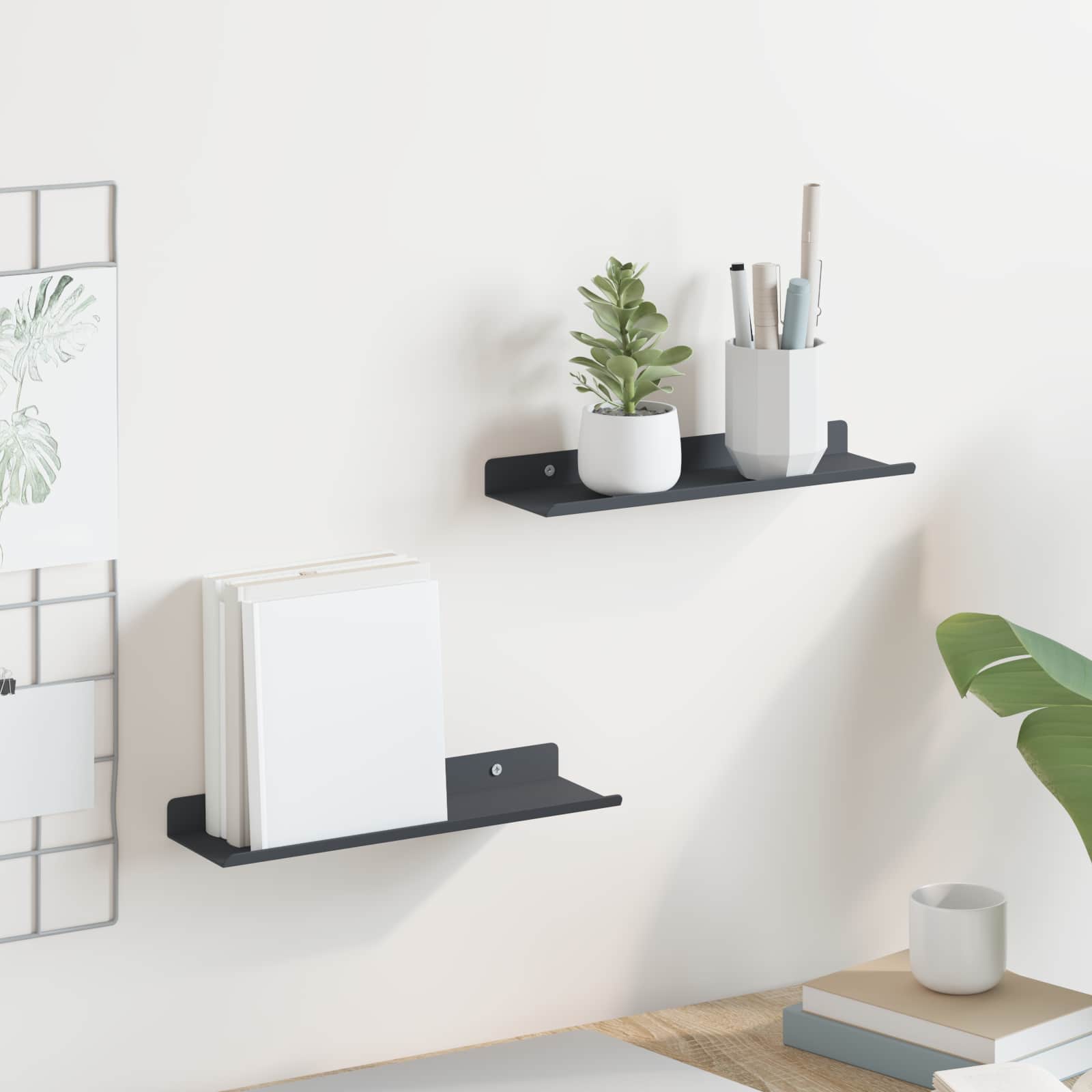 vidaXL Półka wisząca 2 pcs Antracyt 30 x 9 x 2,5 cm Stal