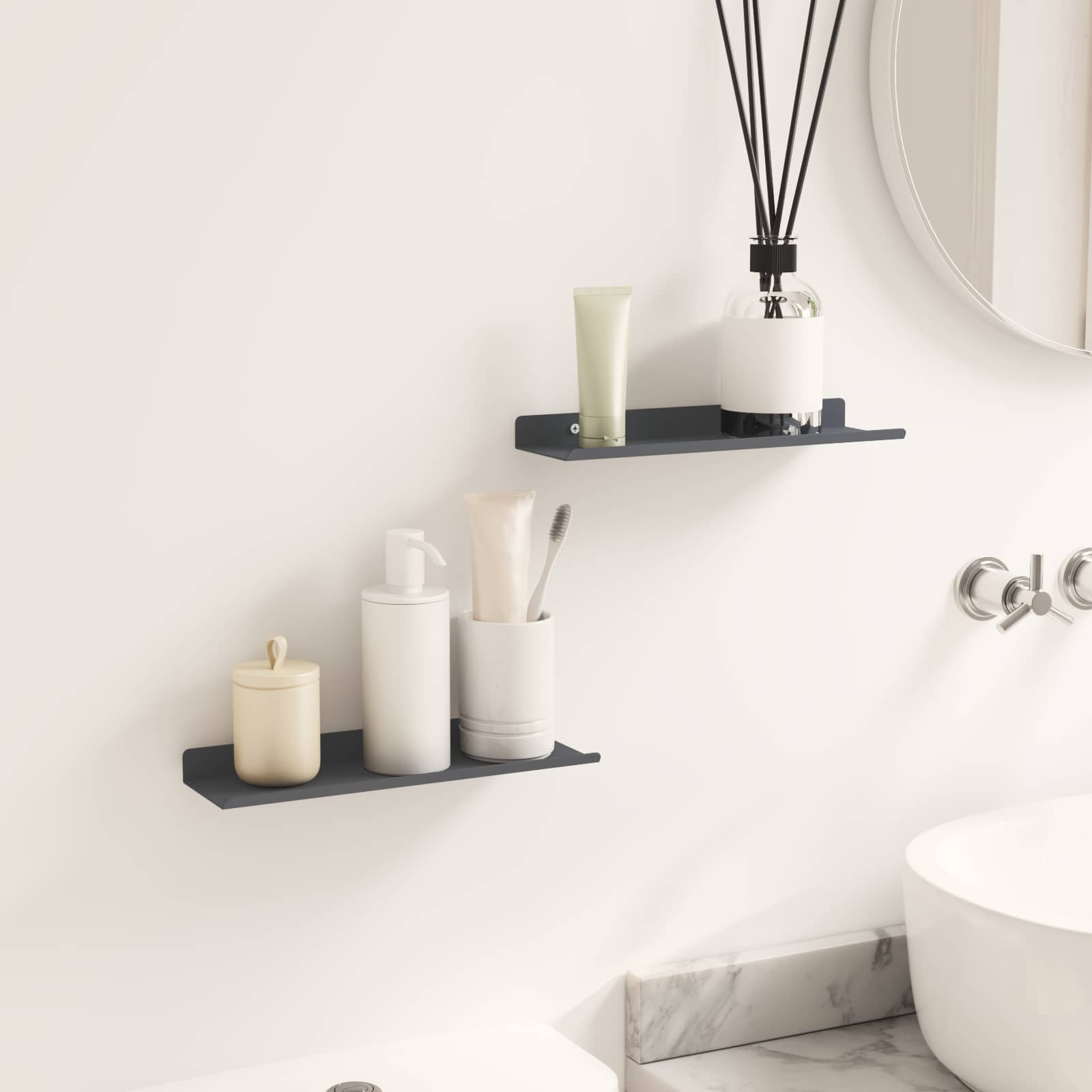 vidaXL Półka wisząca 2 pcs Antracyt 30 x 9 x 2,5 cm Stal