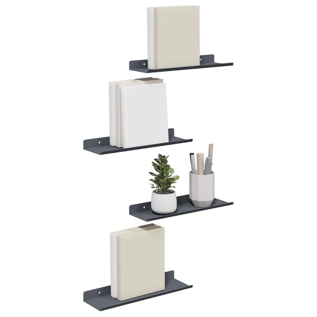 vidaXL Półka wisząca 4 pcs Antracyt 30 x 9 x 2,5 cm Stal