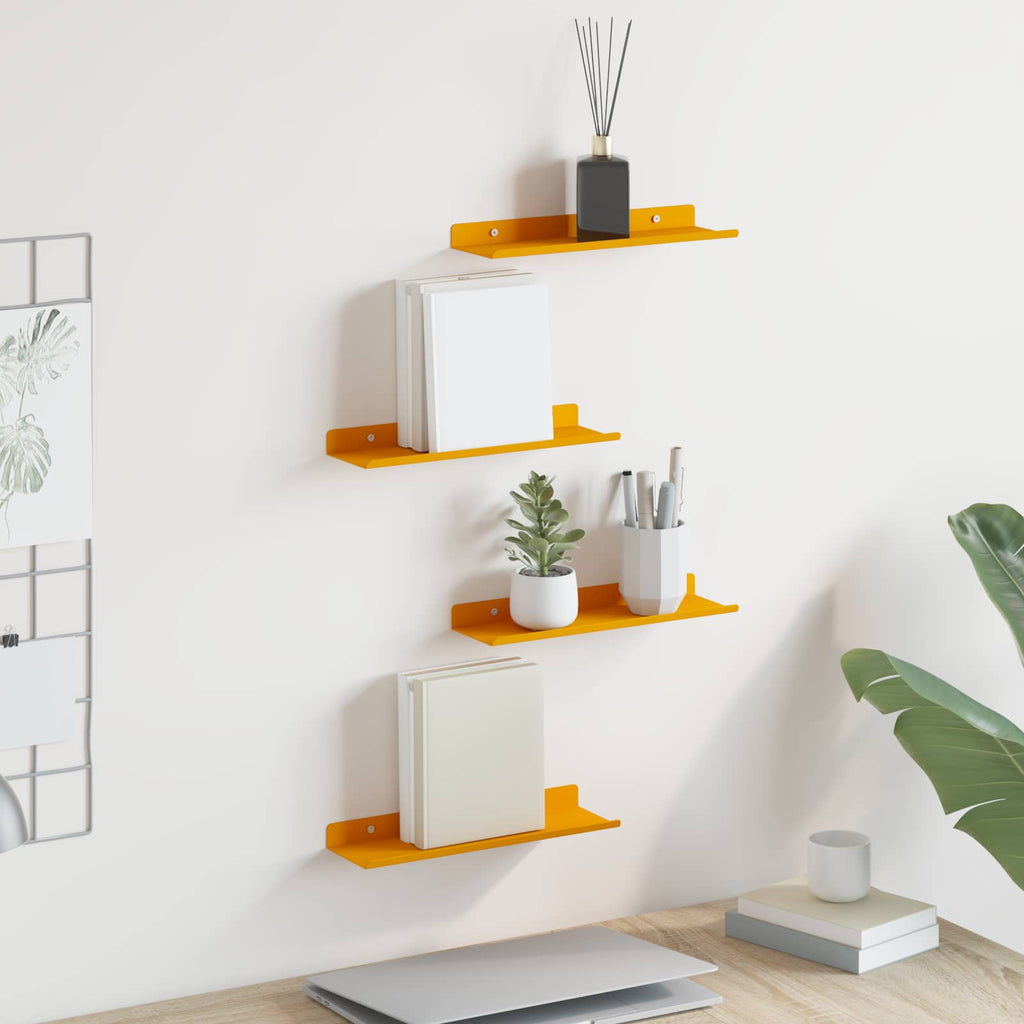 vidaXL Półka wisząca 4 pcs Musztardowy Żółty 30 x 9 x 2,5 cm Stal
